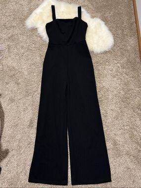 NWOT Crystal Sky Women’s Black Wide-Leg Square-Neck Jumpsuit Size S